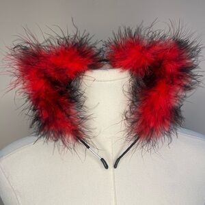 BRITTS BLOSSOMS - Red and Black Feathered Ears